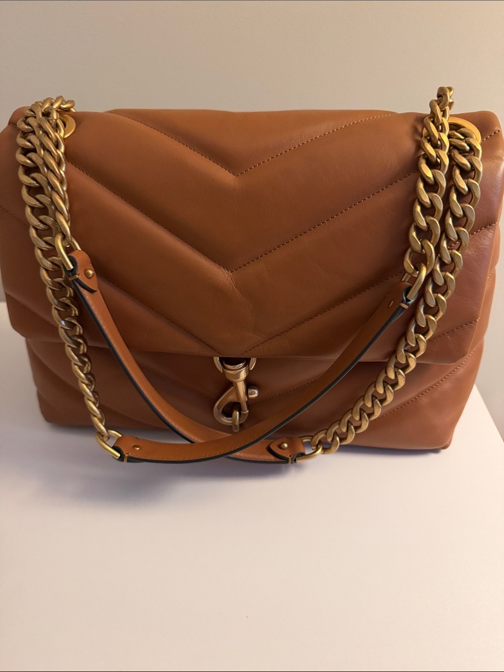 Rebecca Minkoff Jumbo Leather Quilted Shoulder Bag in Camel